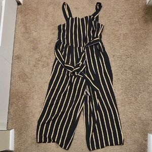 Zunie Black and Tan Striped Jumpsuit